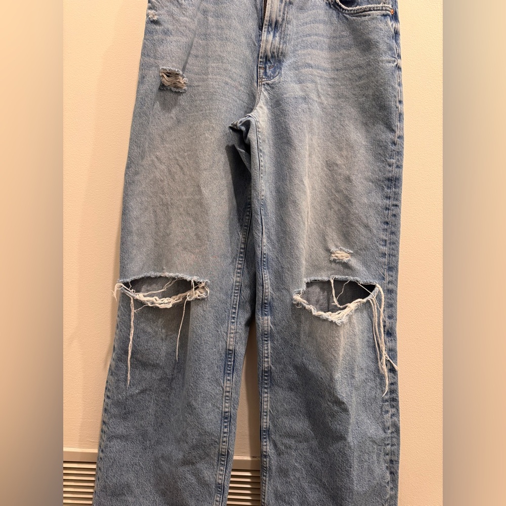 MOTHER Relaxed Light Blue Distressed Jeans
